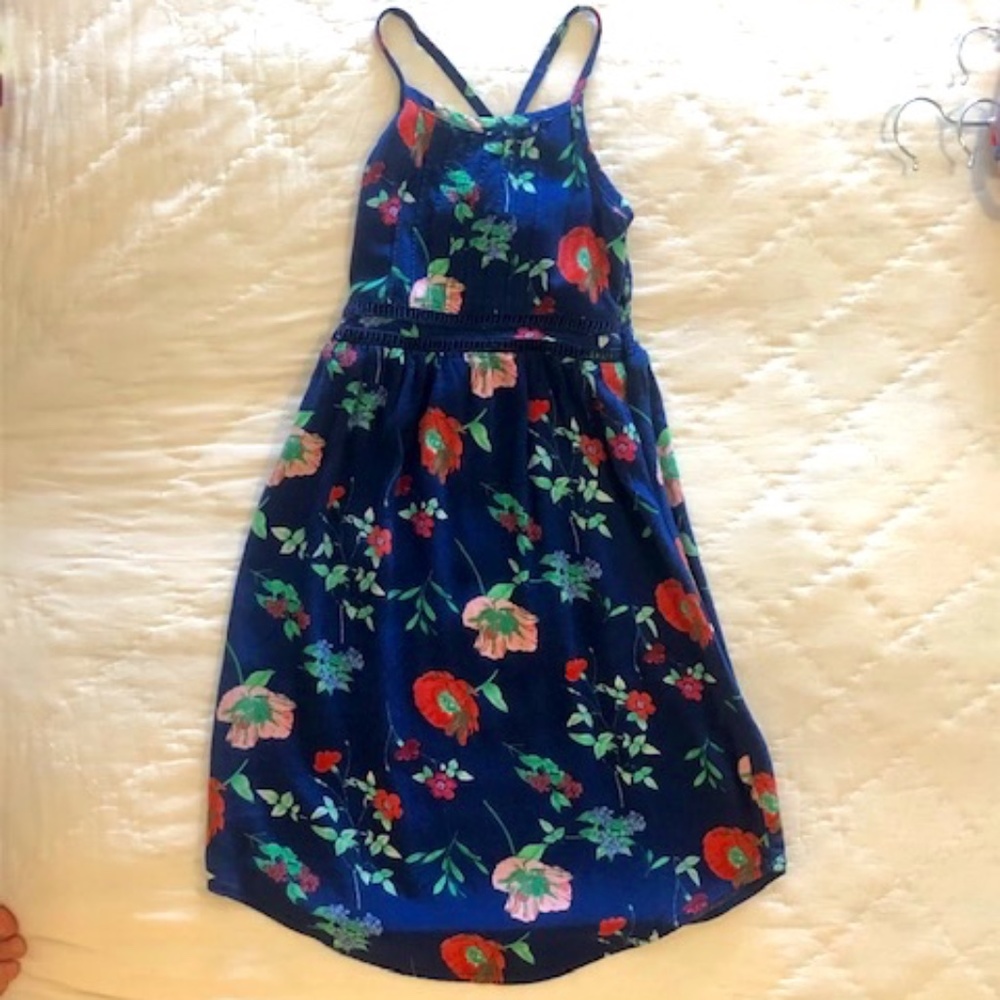 Old Navy Sleeveless Dress, Floral Print, Blue/Red/Pink, Size 5